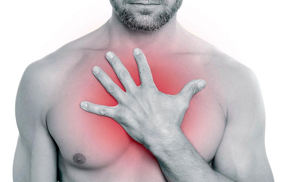 Segni caratteristici dell'osteocondrosi toracica in un uomo